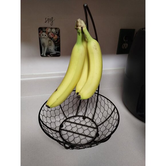 Banana Fruit Basket Hanging Hook Rustic Dark Brown Iron - Picture 8 of 10